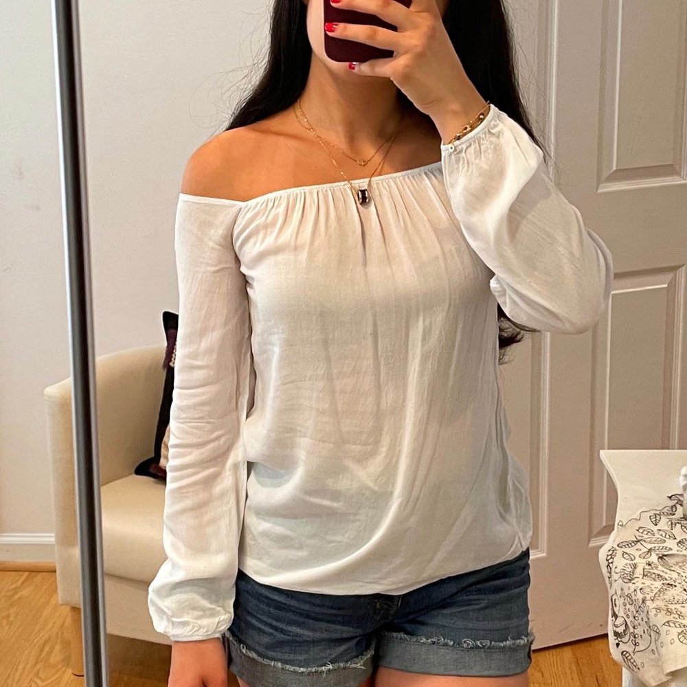 Blue Undertone Off the Shoulder Top